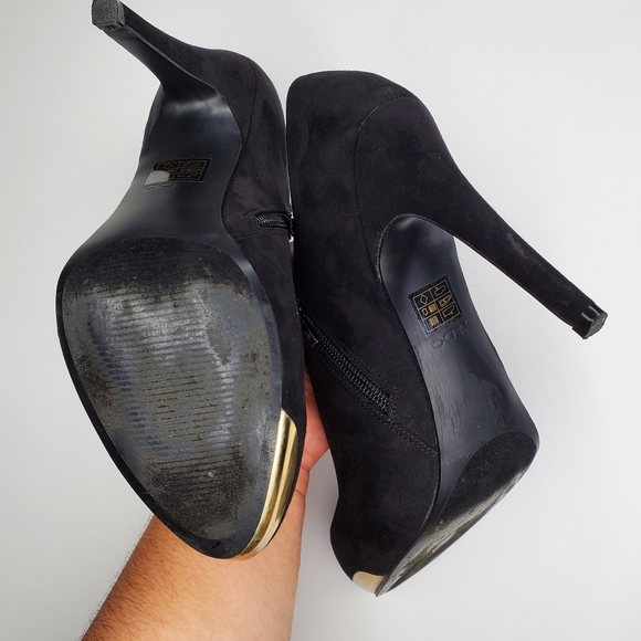 Aldo Black Suede Platform Ankle Booties - Picture 3 of 6